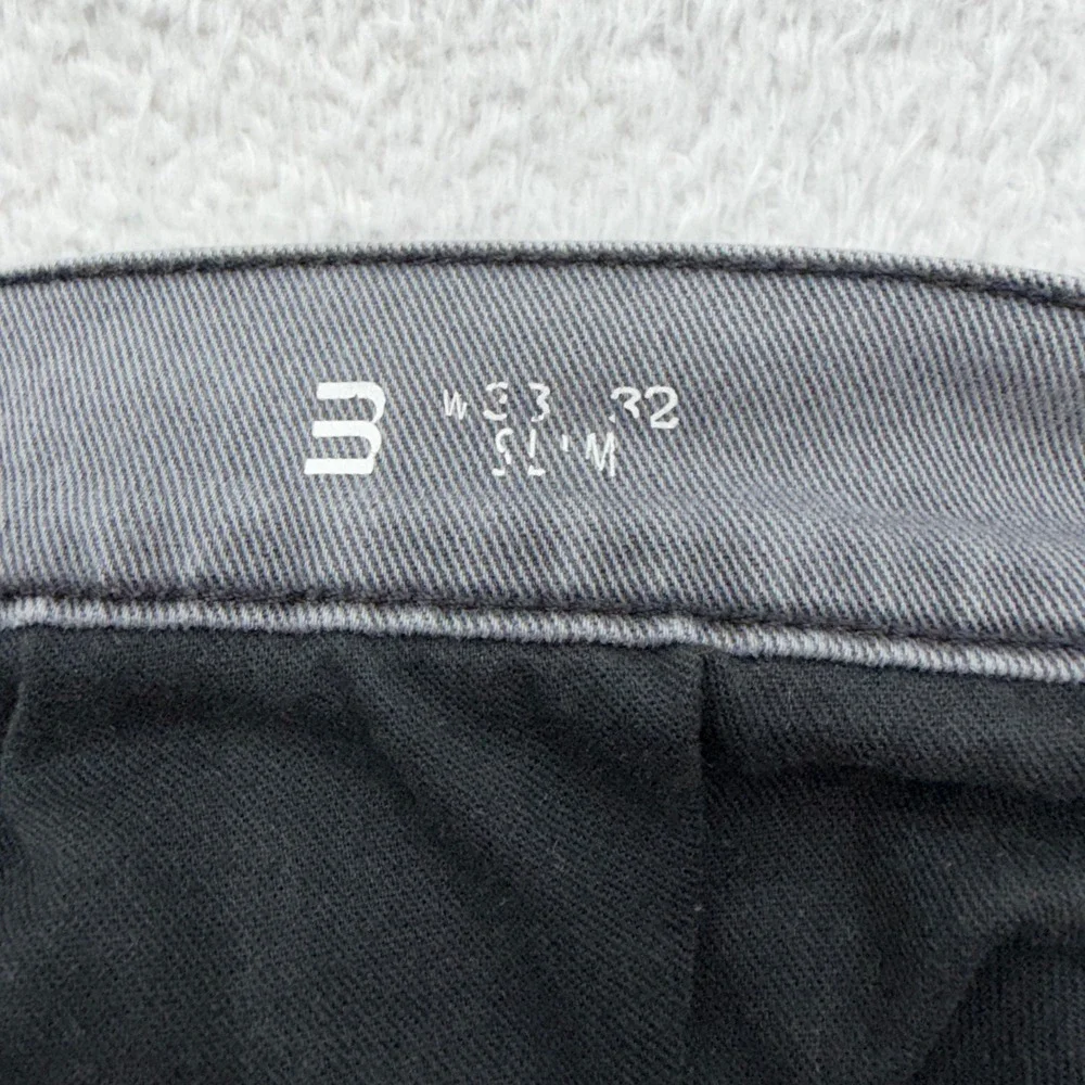 Mott & Bow Mens Slim Simon Gray Jeans 33x28 Shortened Cotton Stretch Denim
